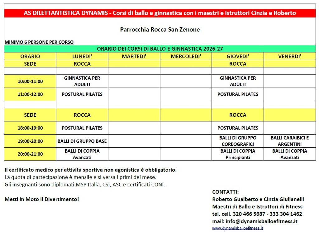 Calendario completo di Ottobre a Rocca Calendario completo di Ottobre a Rocca